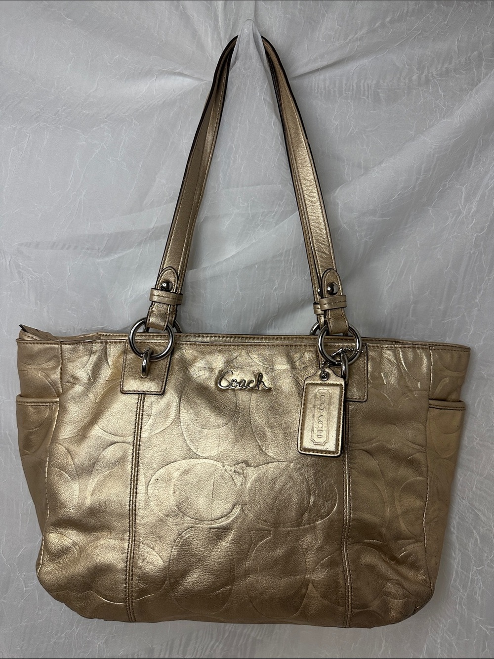 Coach Metallic Gold Signature Leather Tote